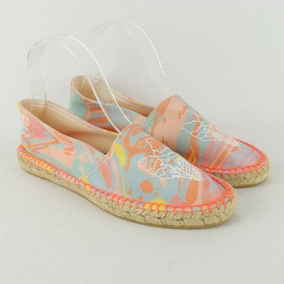 Stella McCartney Kids Size 38 Pink Orange Textile Slip On Flat Espadrilles - Picture 1 of 8